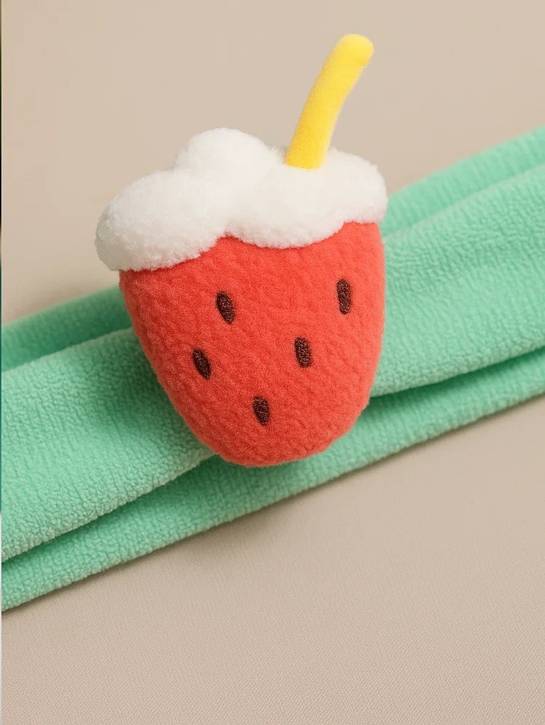 Bandeau bébé en peluche boisson fraise