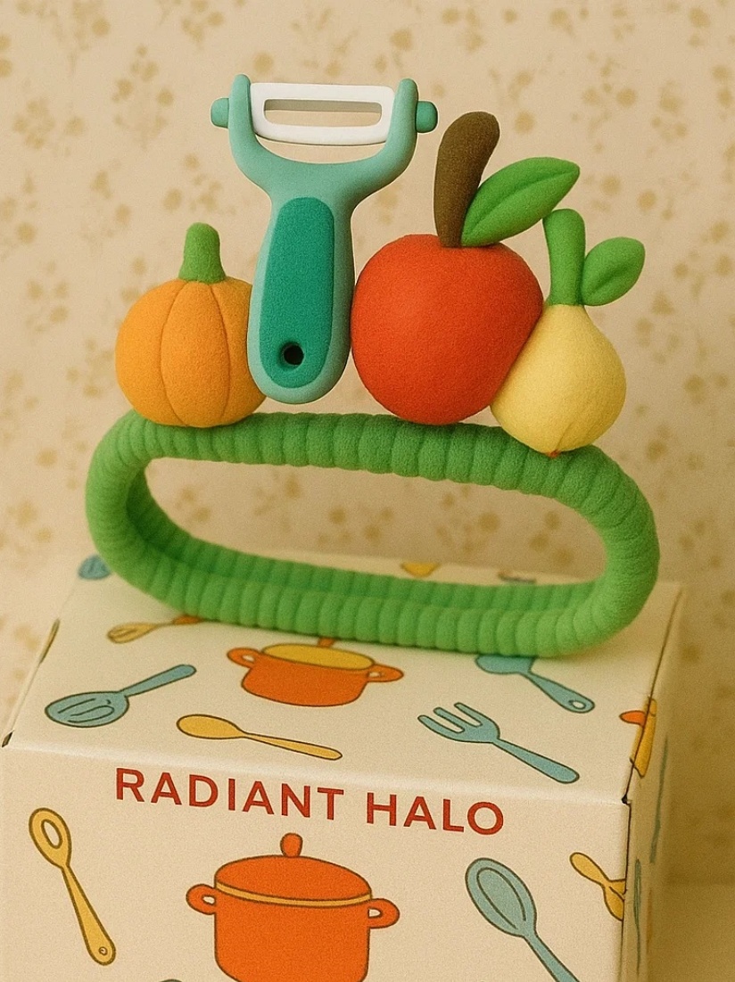 Roztomilá Dětská Čelenka s Jablkem a Škrabkou – Perfektní pro Malé Kuchaře v Kuchyni!