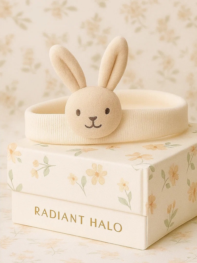 Cream Bunny Plush Headband for Toddlers – Classic Cute