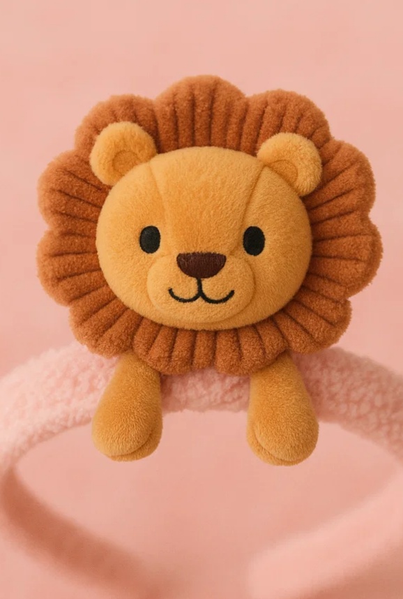 Adorable Plush Toy Baby Headband with Lion Design - Soft and Comfortable for Newborns