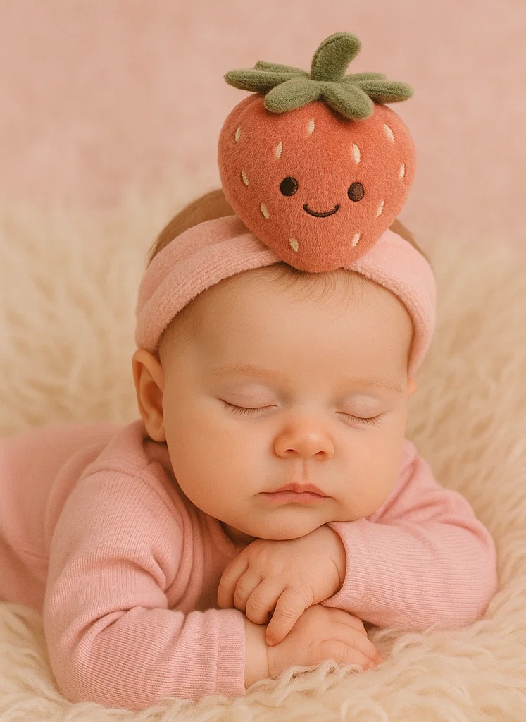 Strawberry Plush Baby Headband – Cute Pink Berry Edition