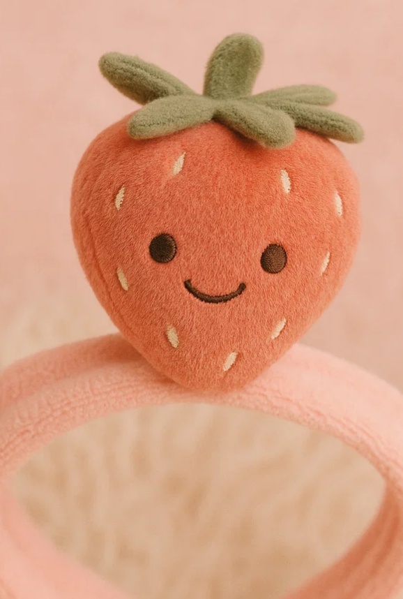 Strawberry Plush Baby Headband – Cute Pink Berry Edition