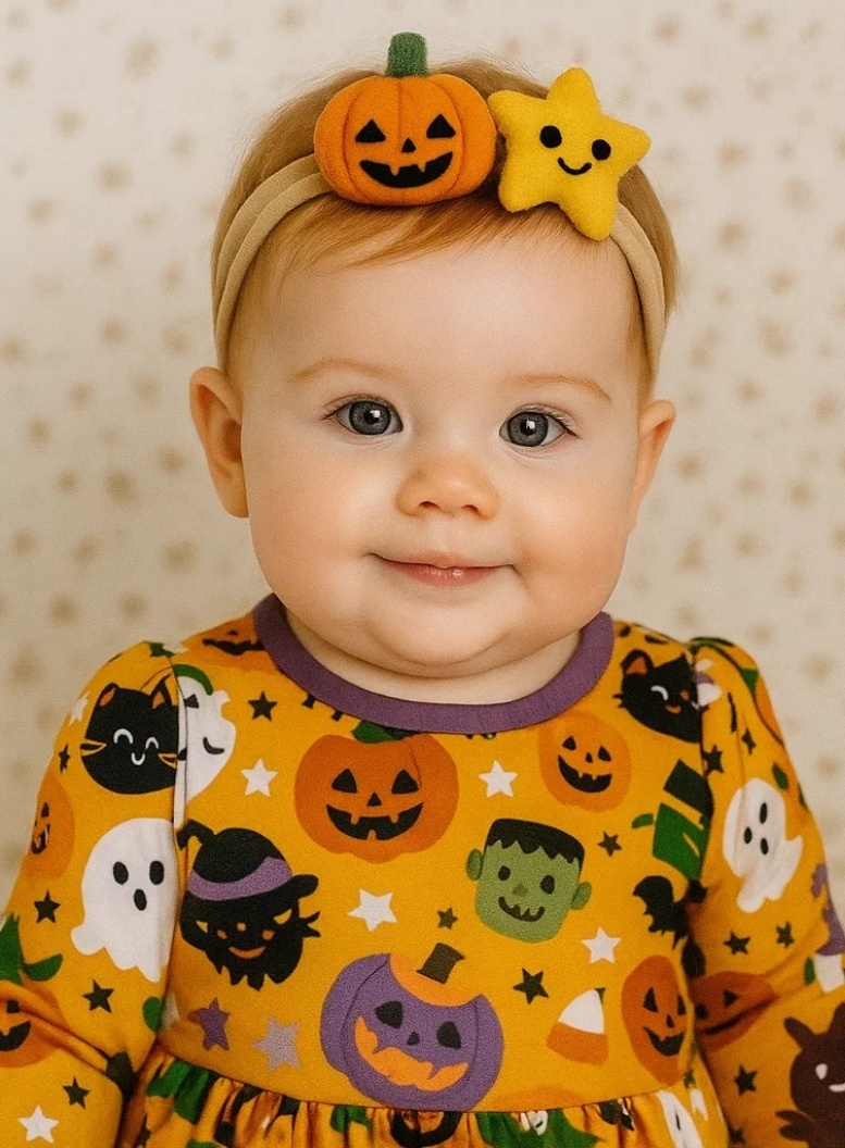 Radiant Halo Pumpkin & Star Baby Halloween Headband – Sweet and Festive