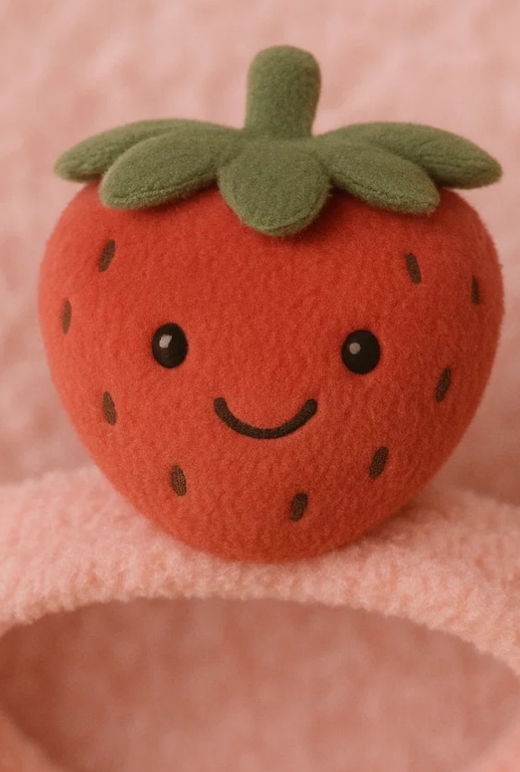 Strawberry Plush Baby Headband – Classic Red Berry Edition