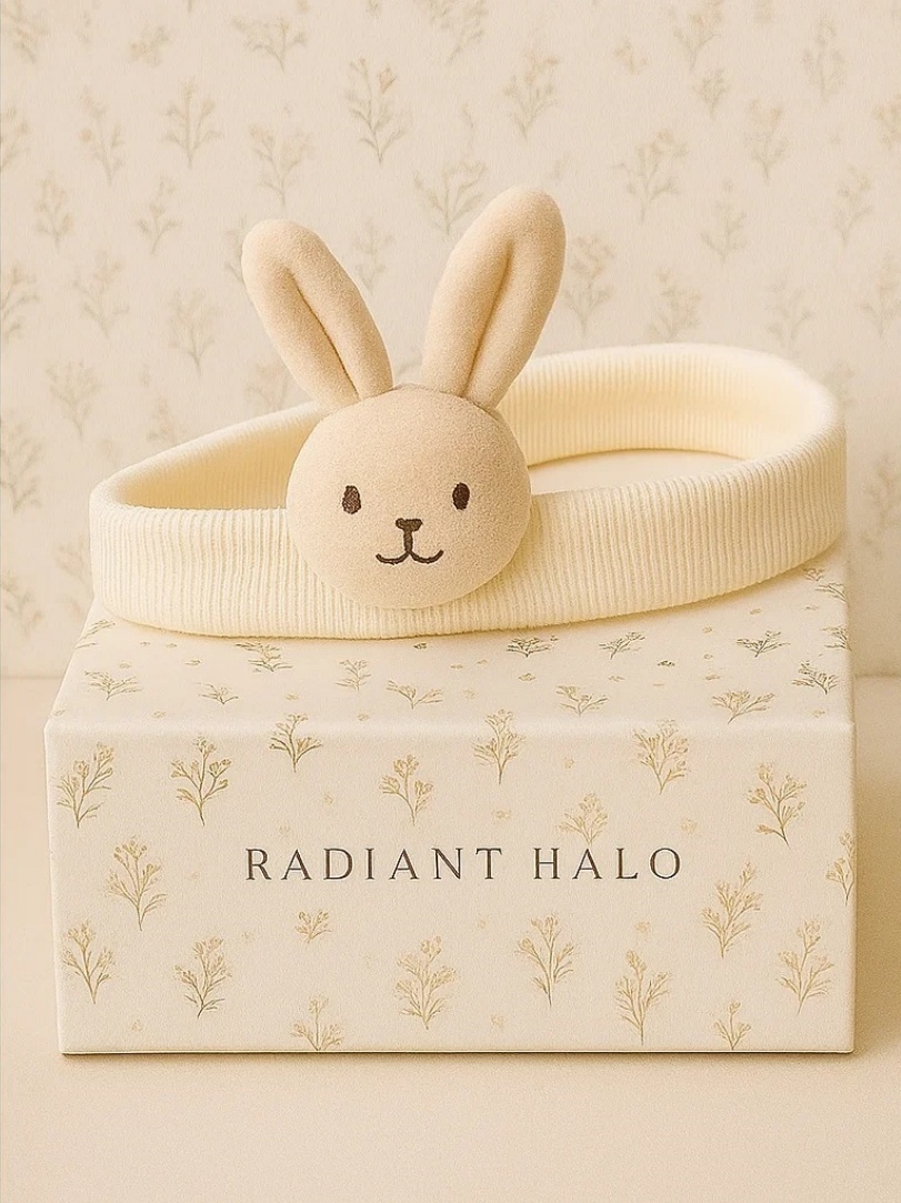 Vintage Style Bunny Baby Headwrap – Radiant Halo Gift Box
