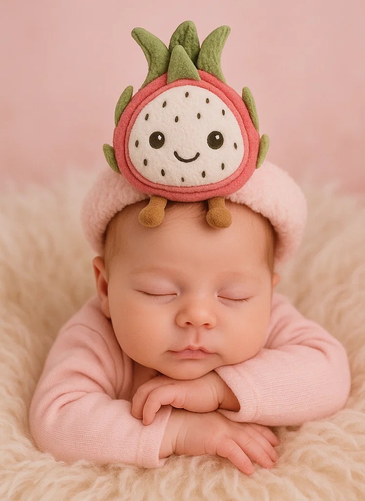 Dragon Fruit Plush Baby Headband – Pink Edition with Legs