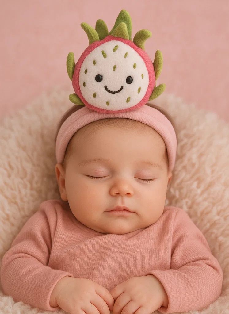 Dragon Fruit Plush Baby Headband – Classic Pink Edition