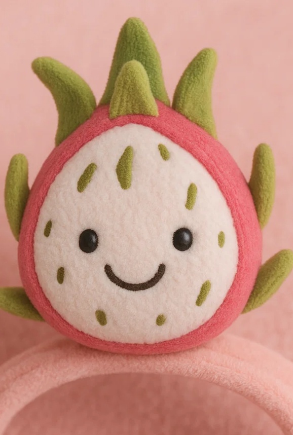 Dragon Fruit Plush Baby Headband – Classic Pink Edition