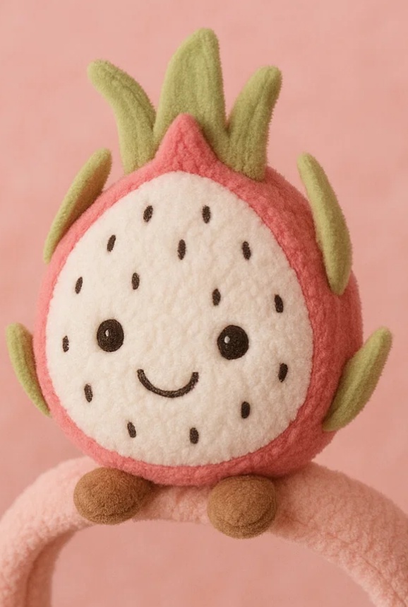 Strawberry & Dragon Fruit Plush Baby Headband – Berry Combo Edition