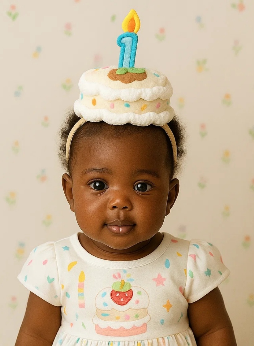 Serre-tête Gâteau d’Anniversaire 1 An Fraise Bébé