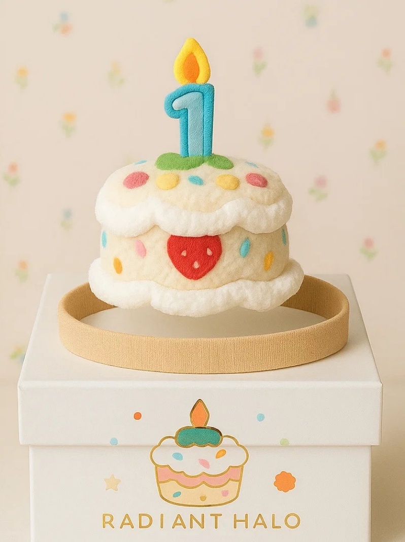 Serre-tête Gâteau d’Anniversaire 1 An Fraise Bébé
