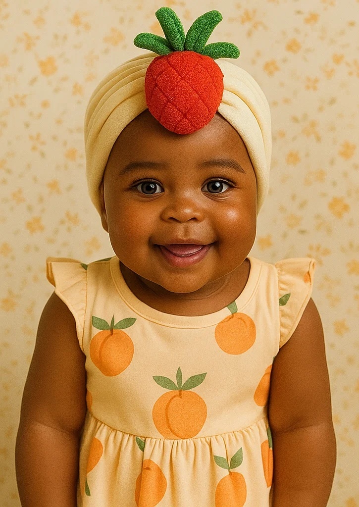 Conjunto de diadema de bebê de brinquedo de abacaxi e pêssego