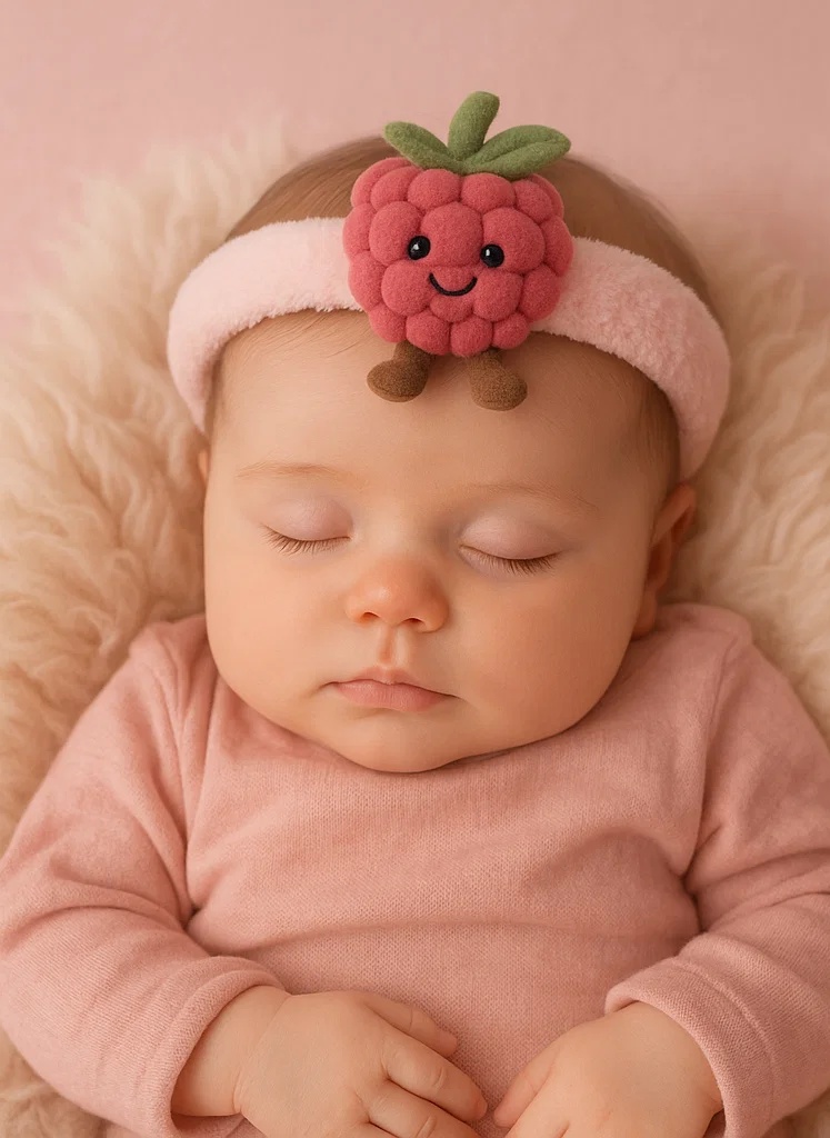 Adorable Plush Toy Baby Headband with Peach Design - Soft and Comfortable for Newborns