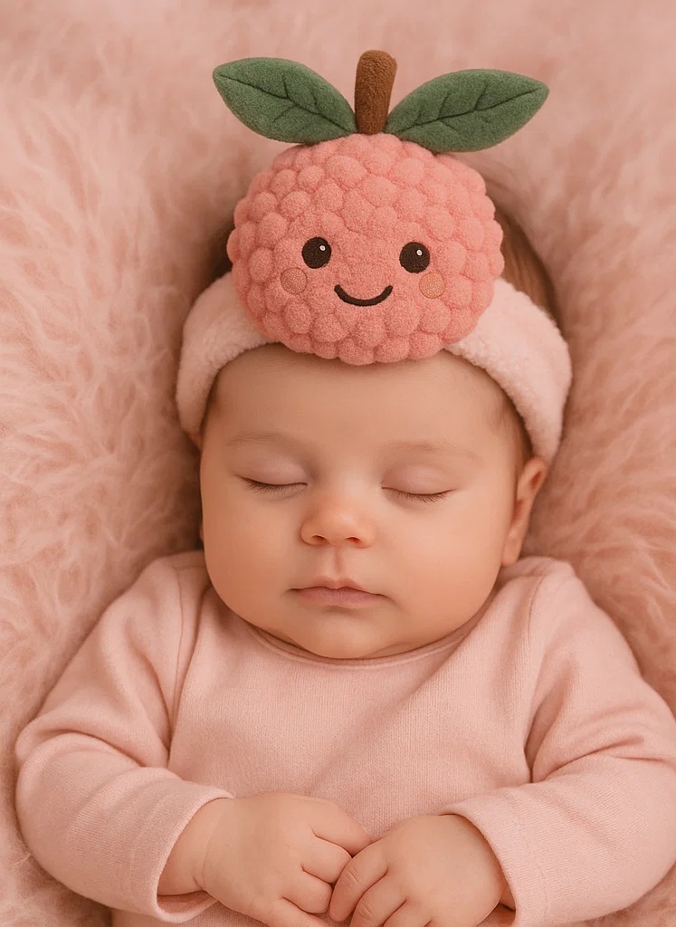 Adorable Plush Toy Baby Headband with Pear Design - Soft and Comfortable for Newborns