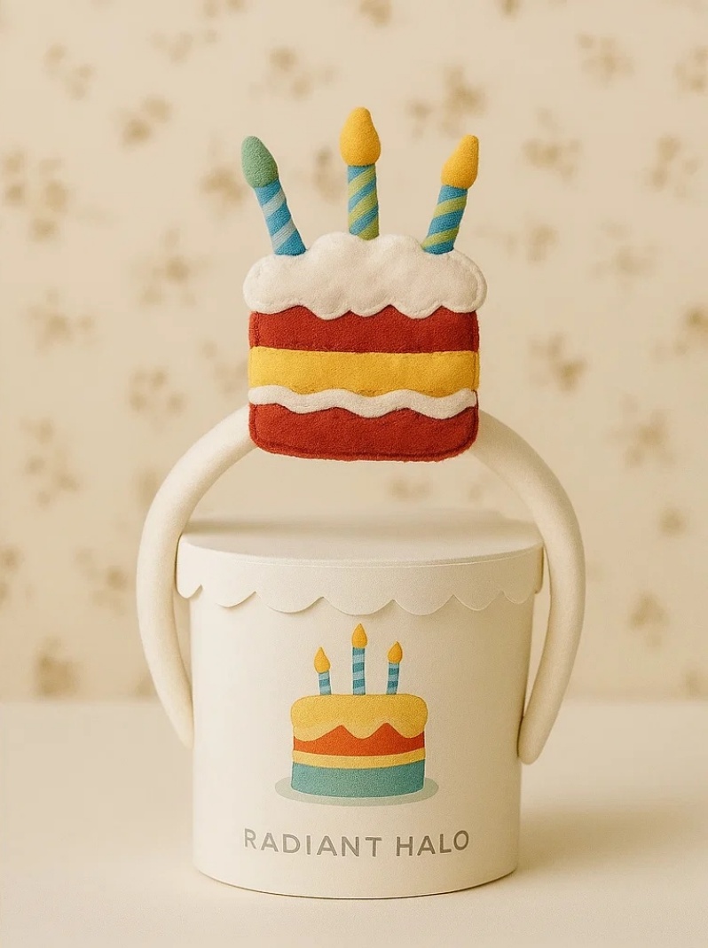 Tiara de Bolo de Aniversário com Velas Coloridas para Bebê