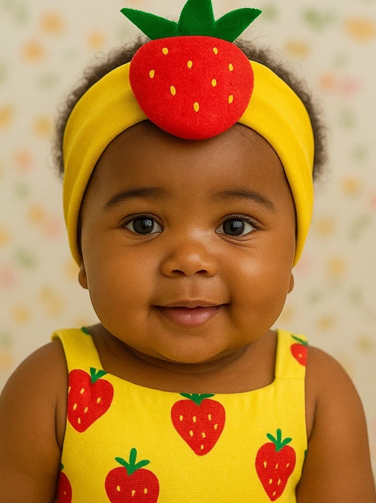 Set diadema bebe jucarie ananas si piersica