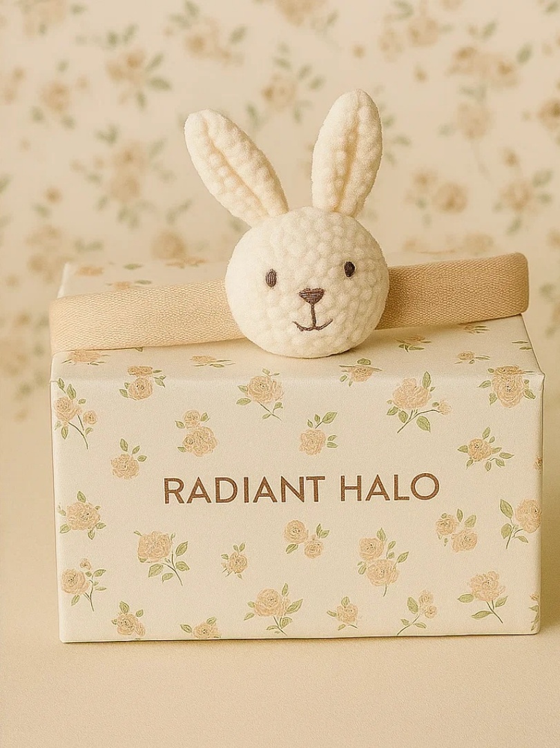 Tiara de Coelhinho para Bebê Radiant Halo – Estilo Rosa Vintage
