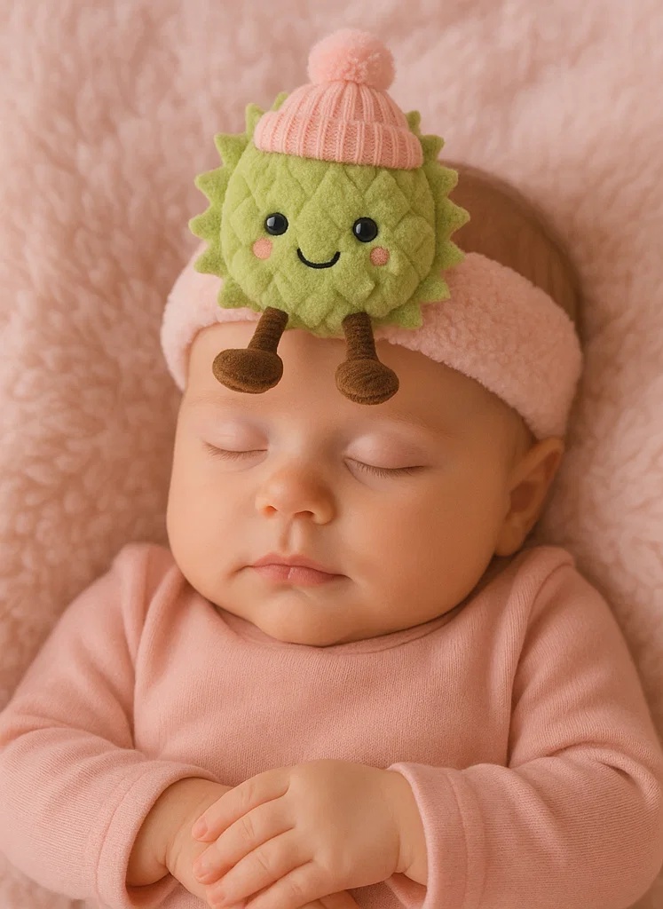 Adorable Plush Toy Baby Headband with Durian Design - Soft and Comfortable for Newborns