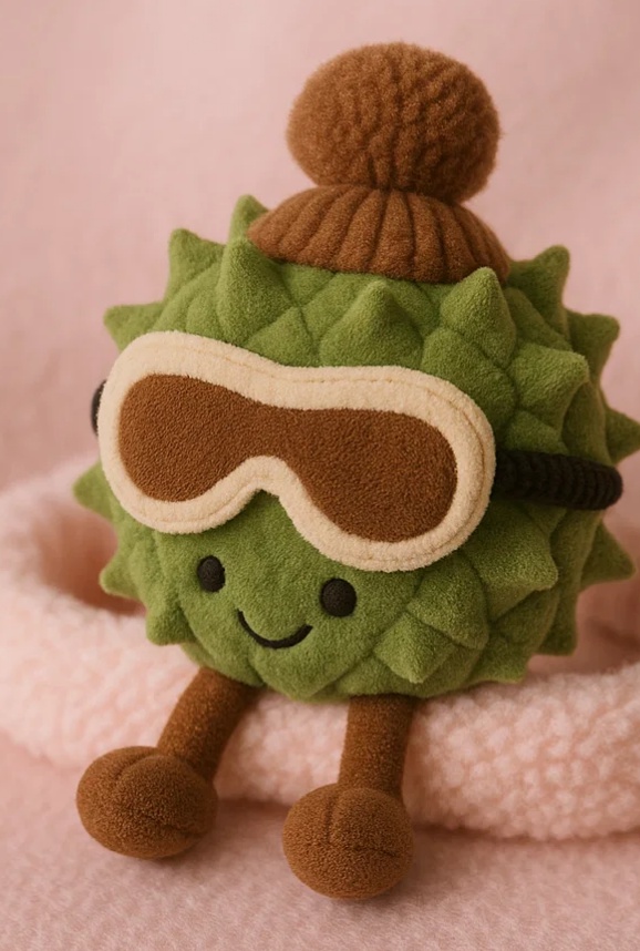 Adorable Plush Toy Baby Headband with Durian Design and Ski Goggles - Soft and Comfortable for Newborns