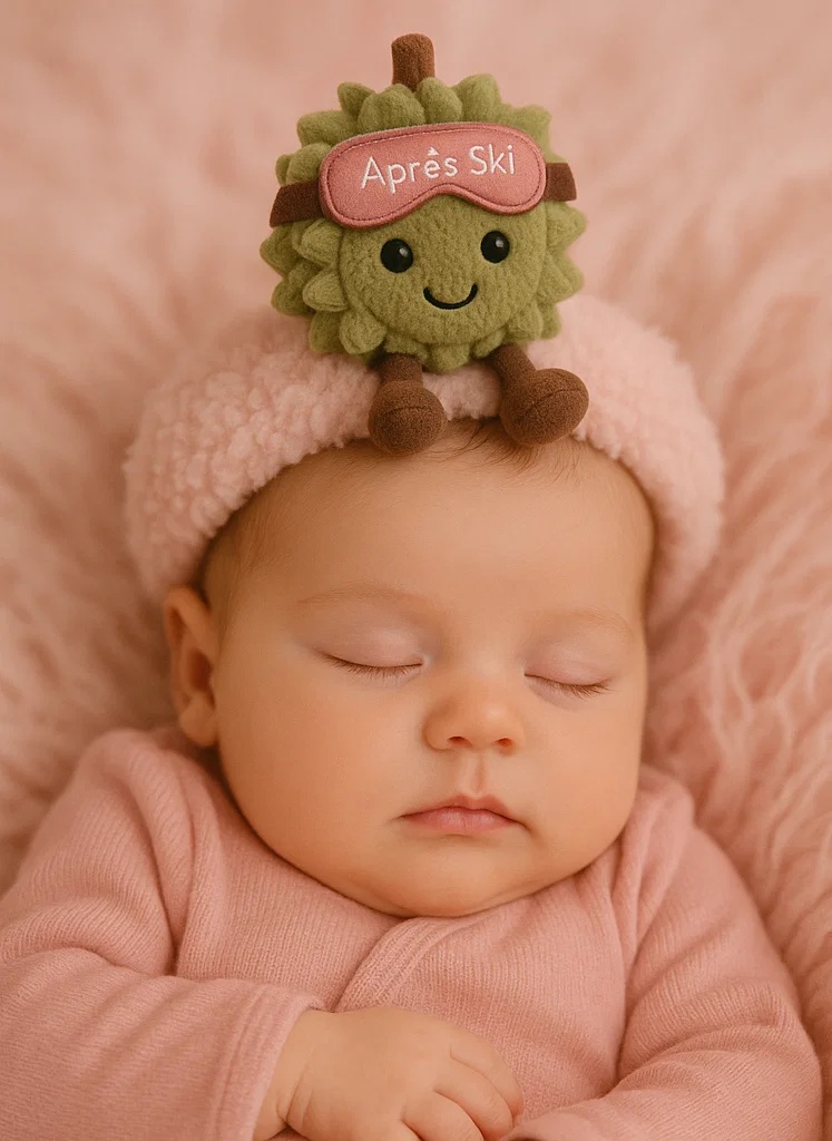 Adorable Plush Toy Baby Headband with Durian Design and Winter Hat - Soft and Comfortable for Newborns