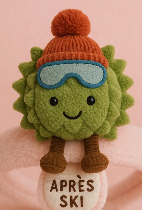 Adorable Plush Toy Baby Headband with Durian Design and Ski Goggles and Winter Hat - Soft and Comfortable for Newborns