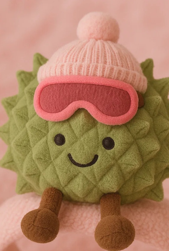 Adorable Plush Toy Baby Headband with Durian Design, Ski Goggles, and After Ski Hat - Soft and Comfortable for Newborns