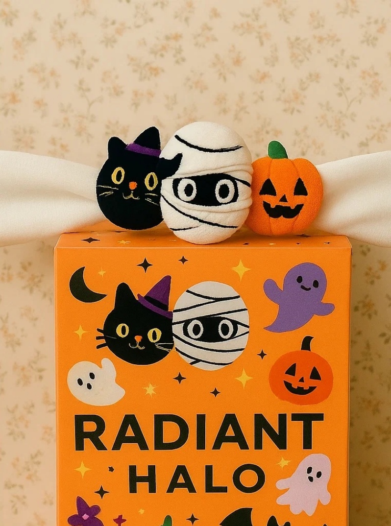 Radiant Halo diadema de Halloween para bebé con momia, calabaza y gato negro – Accesorio festivo