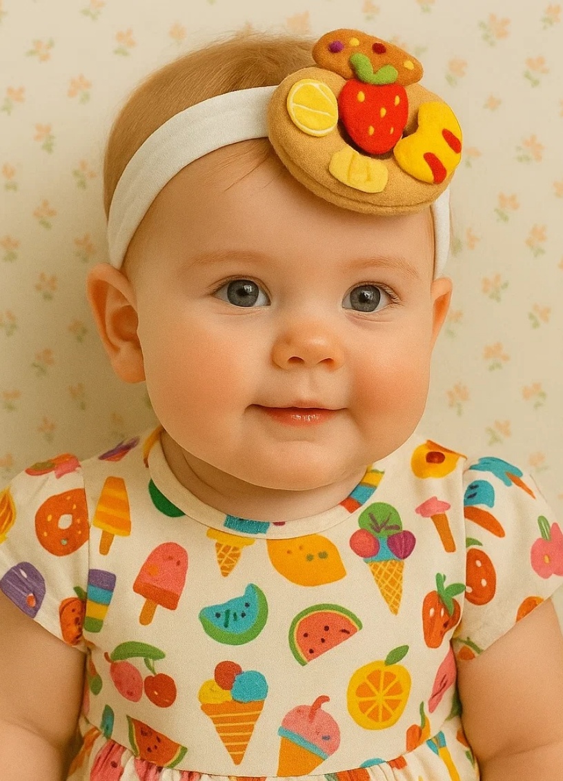 Diadème bébé donut pizza et fruits
