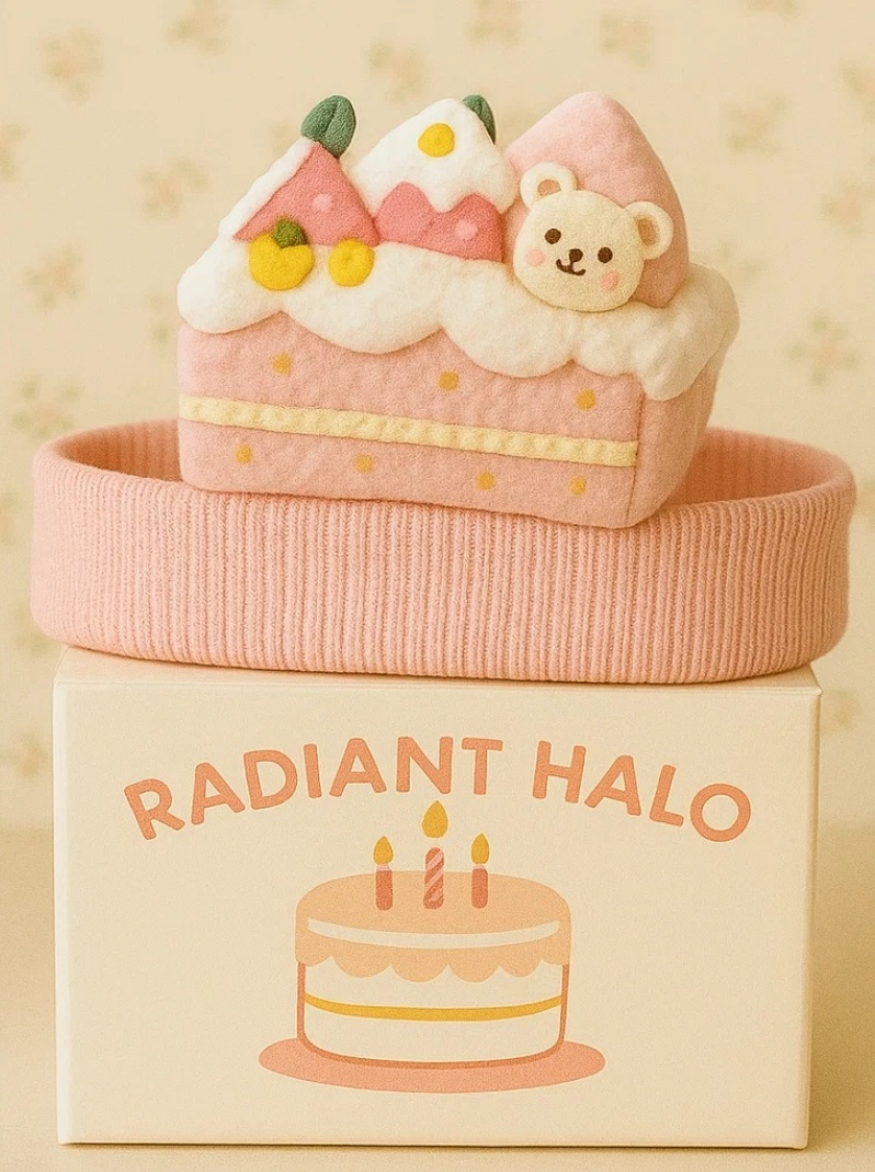 Bandeau bébé gâteau à la fraise et à l'ours avec garniture de fruits