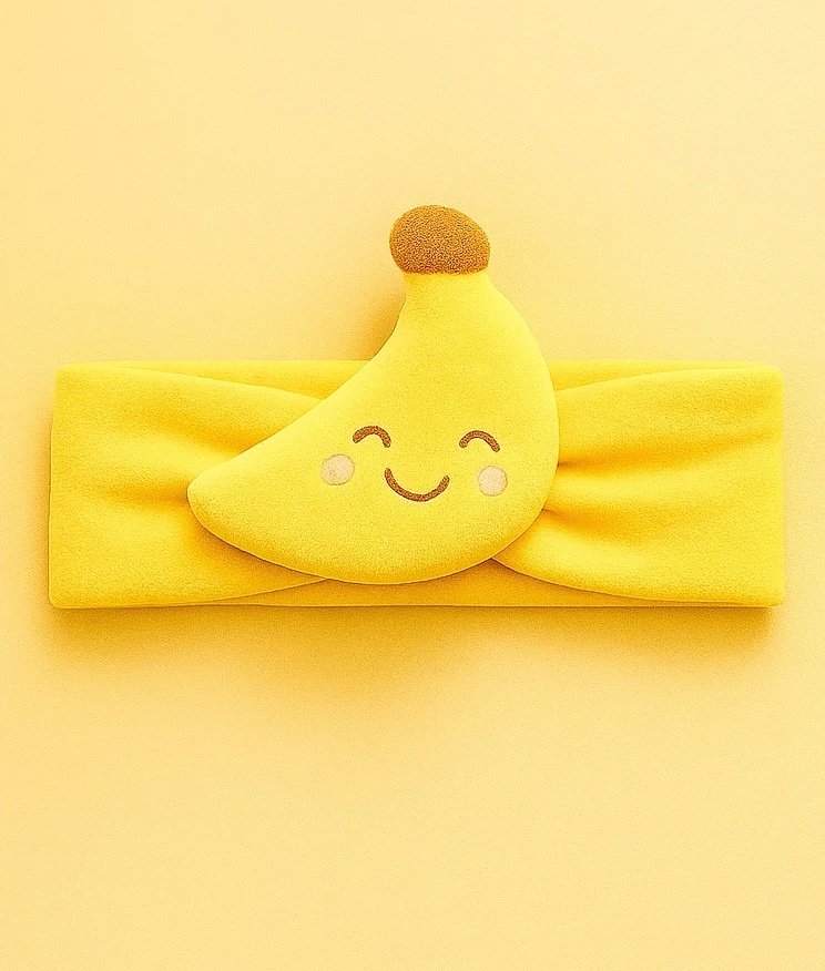 Smiling Banana Baby Headband – Yellow Plush Fruit Hairband