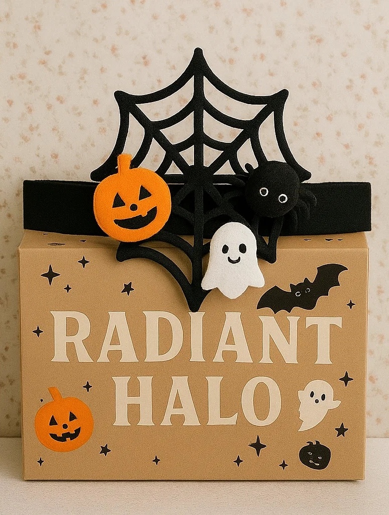 かわいいハロウィンベビーヘッドバンド - ジャック・オ・ランタン、ゴースト、スター付き