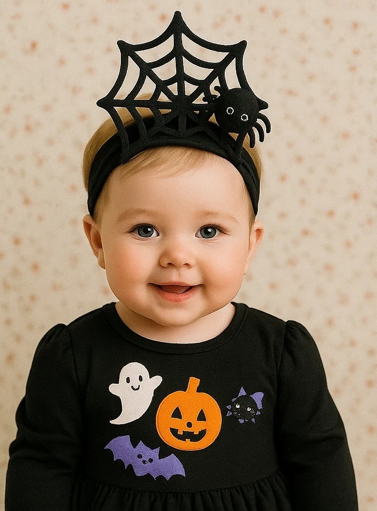 かわいいハロウィンベビーヘッドバンド - ジャック・オ・ランタン、ゴースト、スター付き