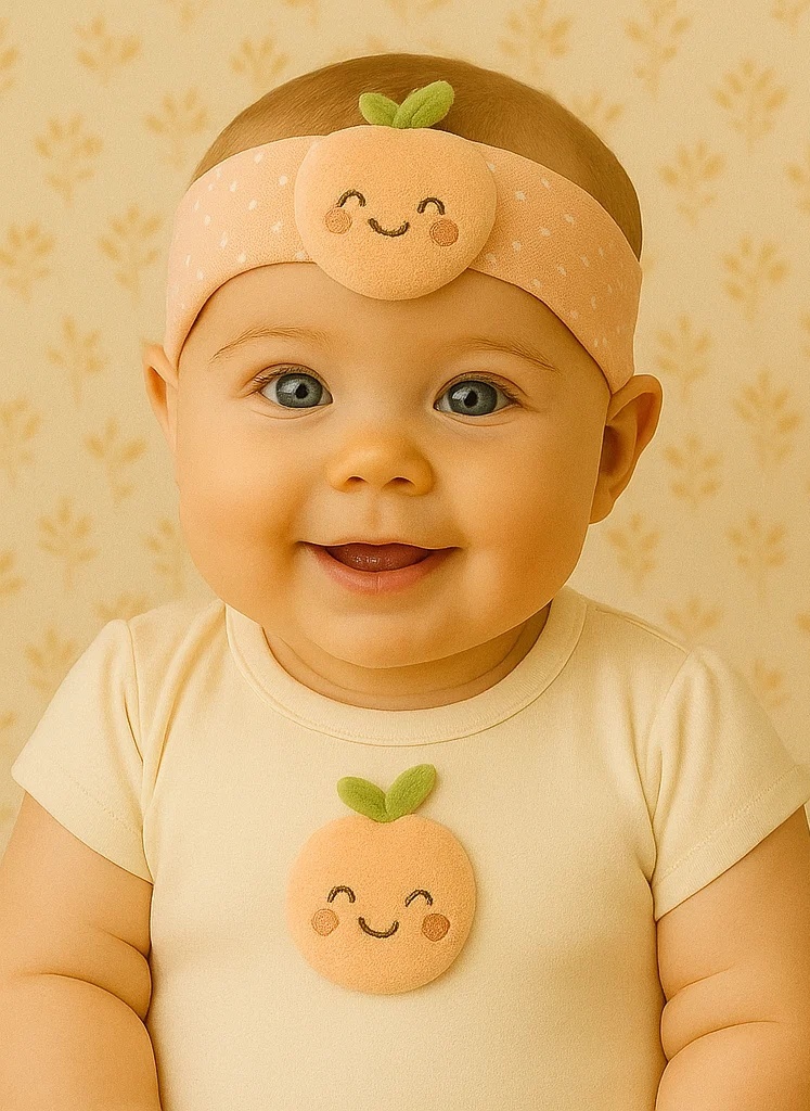 Happy Peach Plush Headband for Infants