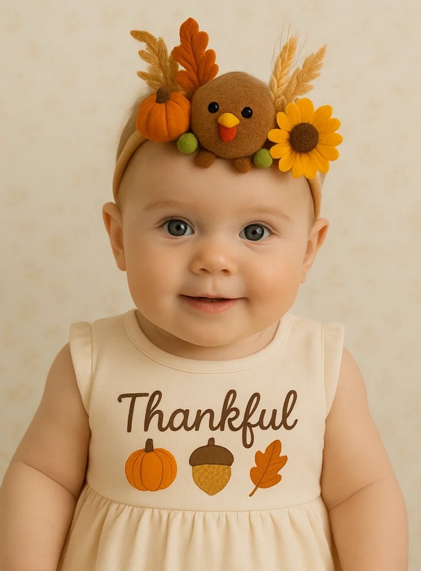 Thanksgiving Turkey Baby Headband – Autumn Harvest Charm