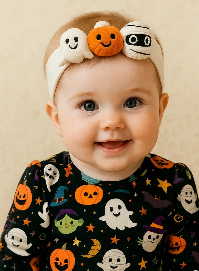 Diadema para bebé Radiant Halo de Halloween con momia, calabaza y fantasma – El accesorio perfecto para Halloween
