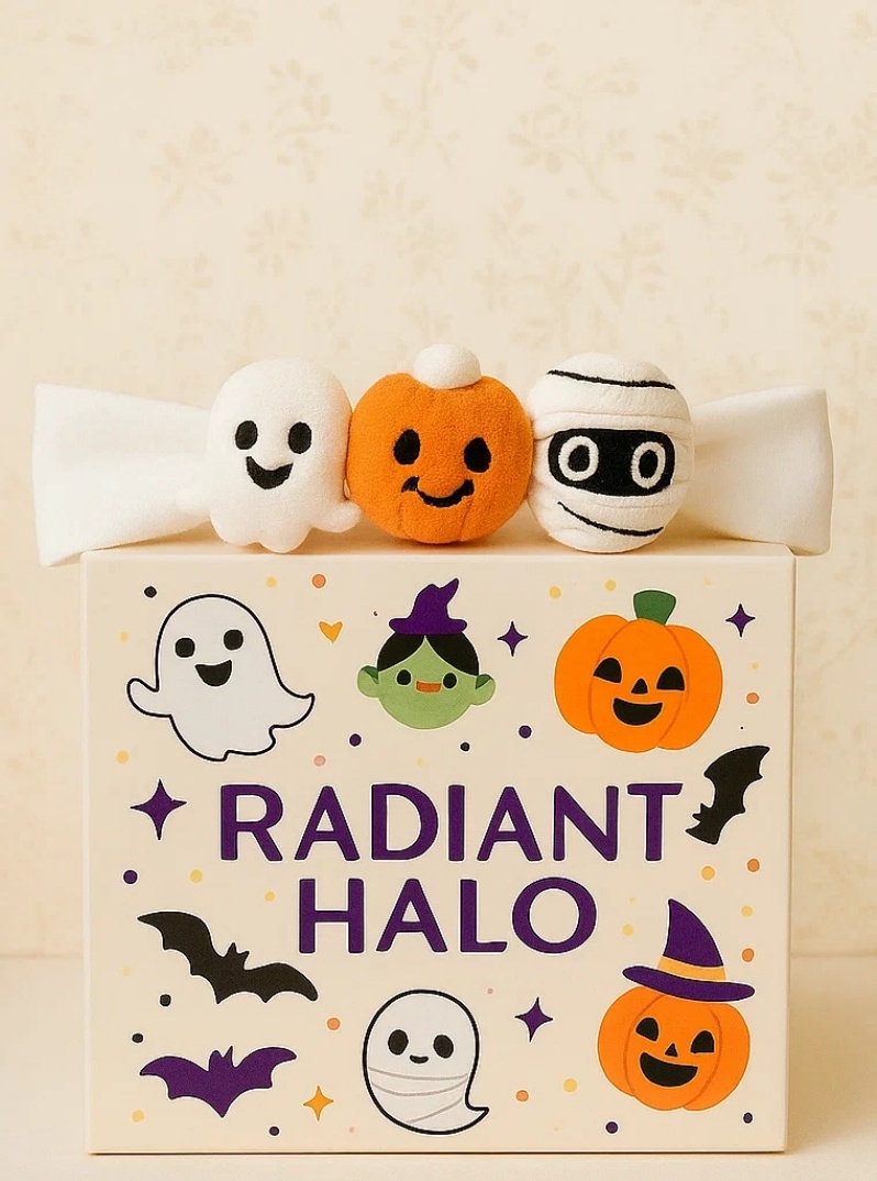 Diadema para bebé Radiant Halo de Halloween con momia, calabaza y fantasma – El accesorio perfecto para Halloween