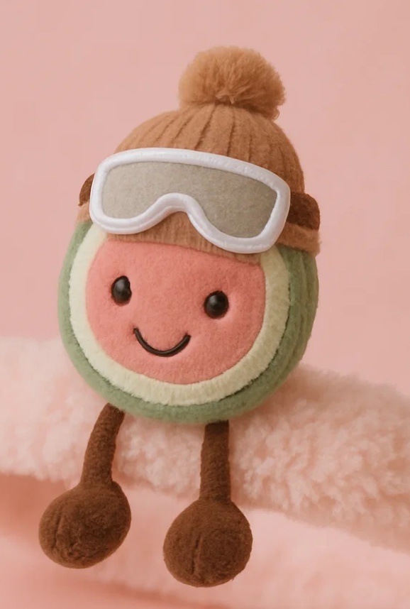 Fruit Avocado Plush Baby Headband with Winter Hat & Goggles – Soft Cartoon Style