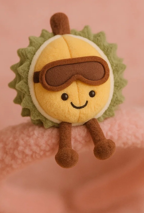 Durian Plush Baby Headband with Ski Goggles – Funny Spiky Fruit Style