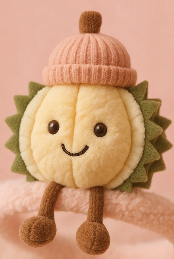 Durian Fruit Plush Baby Headband with Winter Goggles – Fun Spiky Cartoon Style