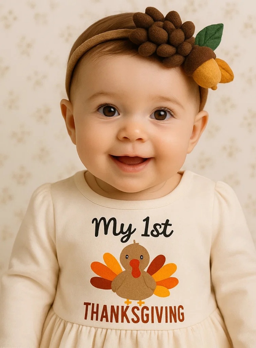My First Thanksgiving Acorn Headband – Forest Friends Style