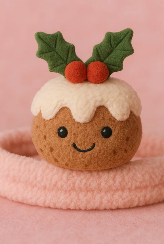 Weihnachts-Pudding Plüsch Baby Stirnband – Weiches Fleece Neugeborenen Haarband