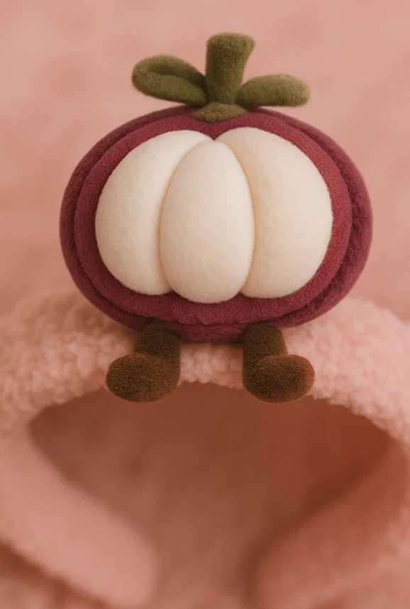Mangosteen Plush Baby Headband with 3D Leafy Crown – Soft Cartoon Design