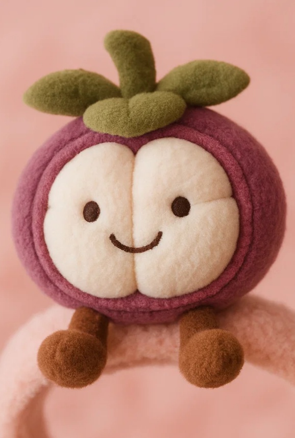 Mangostan Plüsch-Baby-Stirnband | Süßes Obst-Design für Neugeborene & Kleinkinder