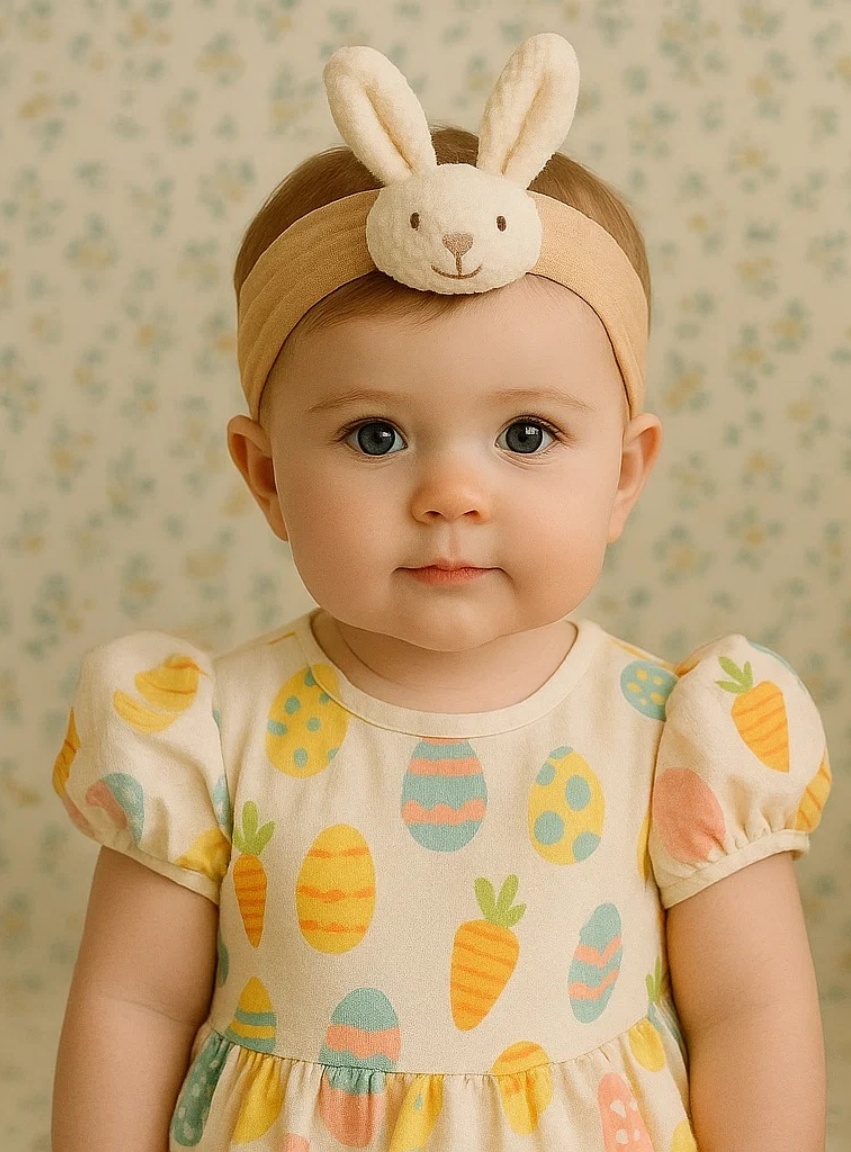 Radiant Halo Bunny Ears Baby Headband with Easter Egg & Carrot – Spring Gift Set