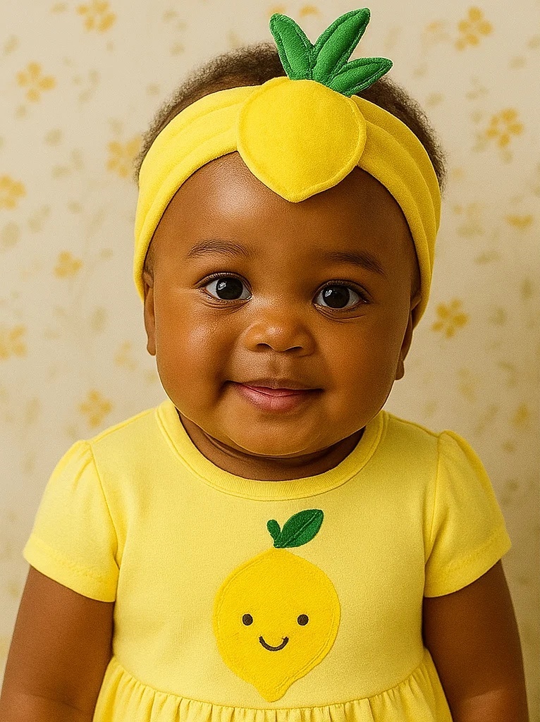 Bandeau Bébé en Forme de Citron Doux - Style Jaune Joyeux