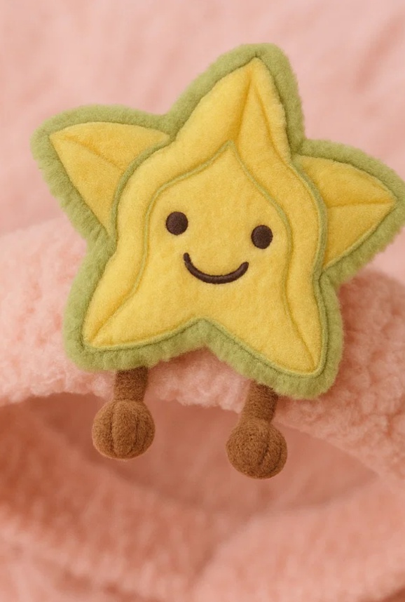 Starfruit Plush Baby Headband with Smiley Face – Tropical Cartoon Style