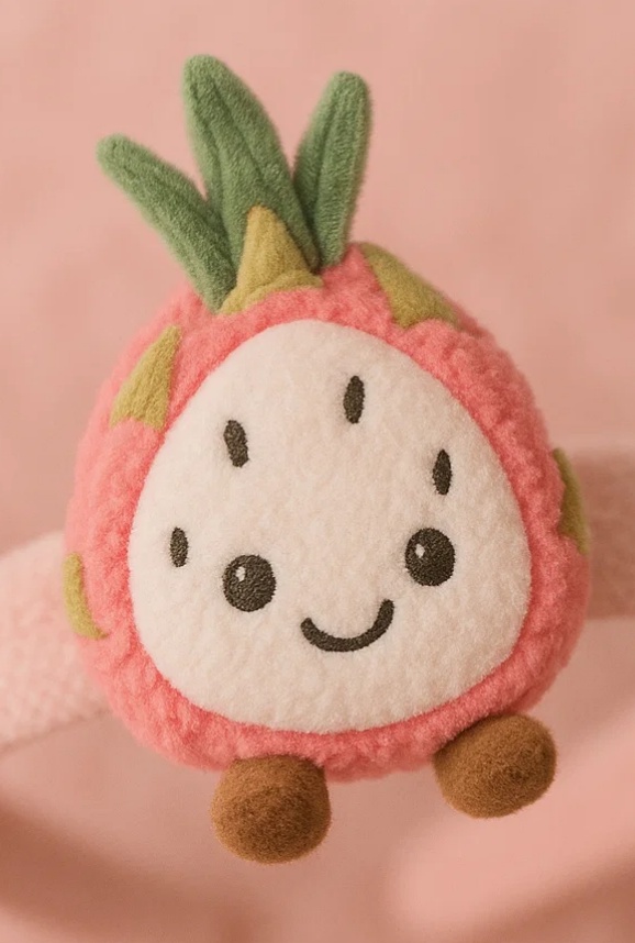 Dragon Fruit Plush Baby Headband with Spiky Leaves – Tropical Cactus Style
