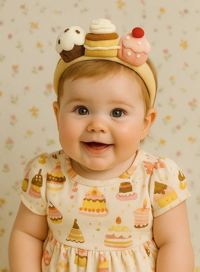 Plüschige Cupcake-Party Stirnband für Babys
