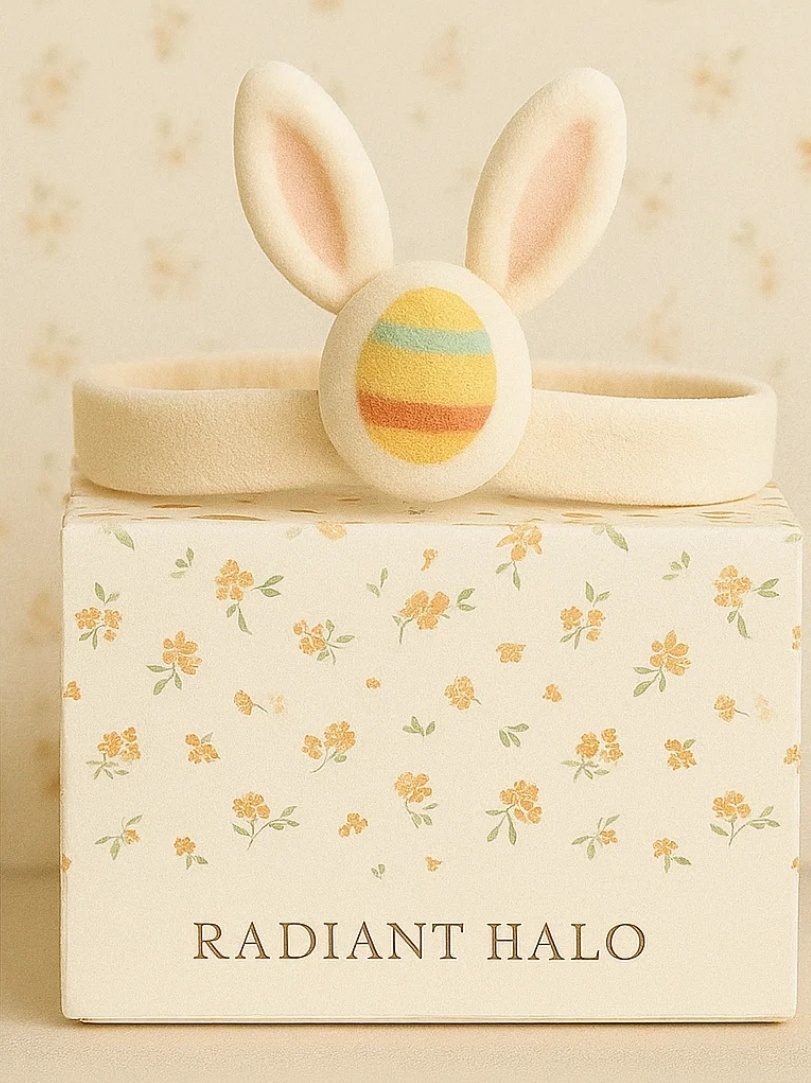 Plush Bunny Ears Baby Headband with Colorful Egg – Soft Easter Hair Accessory