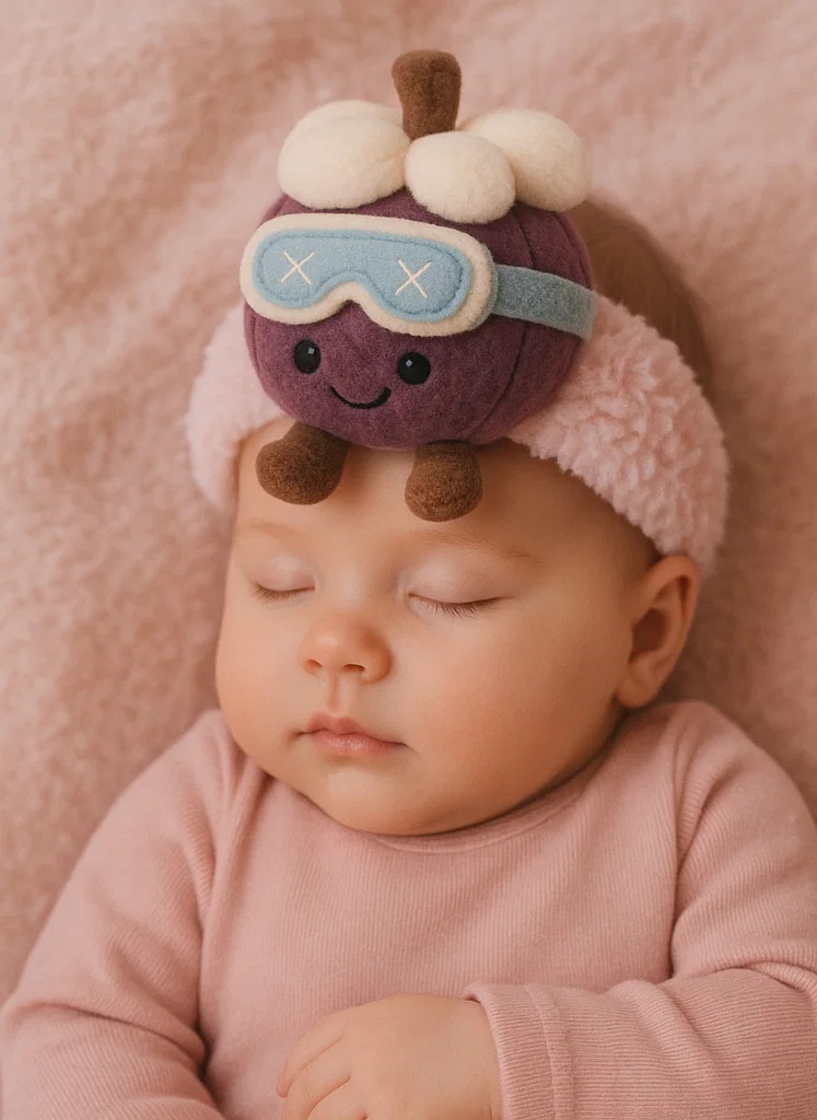 Avocado Plush Baby Headband with Pom Knit Hat – Fruit Cartoon Accessory
